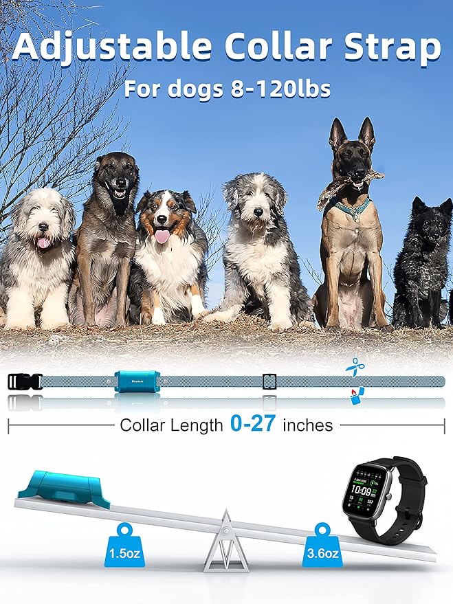 Bousnic Dog Training Collar with Remote - 4000ft Waterproof Dog Shock Collars 2 Dogs for Large Medium Small Dogs Rechargeable E Collars for Dogs Training with Beep Vibration Humane Shock(1-16) Mode
