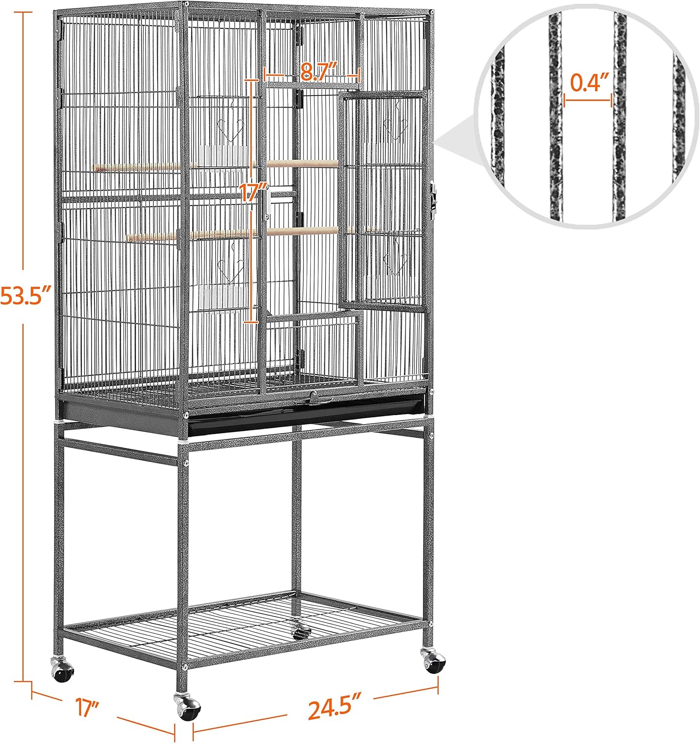 Yaheetech 54-inch Wrought Iron Standing Large Parrot Parakeet Flight Bird Cage for Small Parrot Sun Parakeet Green Cheek Conure Lovebird Budgie Finch Canary Bird Cage with Stand