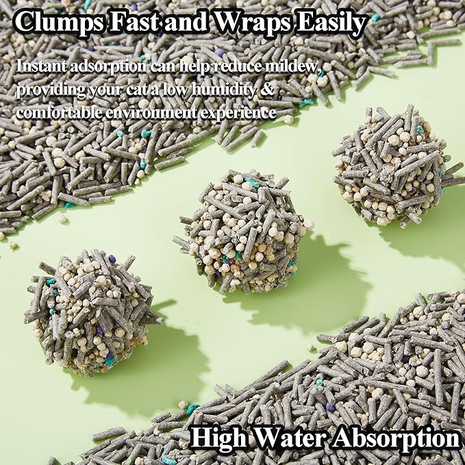 Vealind Cat Litter Fast Clumping Tofu Cats Litter, Flushable Ultra Absorbent 5 in 1 Dust-Free Flushable Odor Free Activiated Carbon Litter Pellets Unscented (2 PACK-16 Pounds)