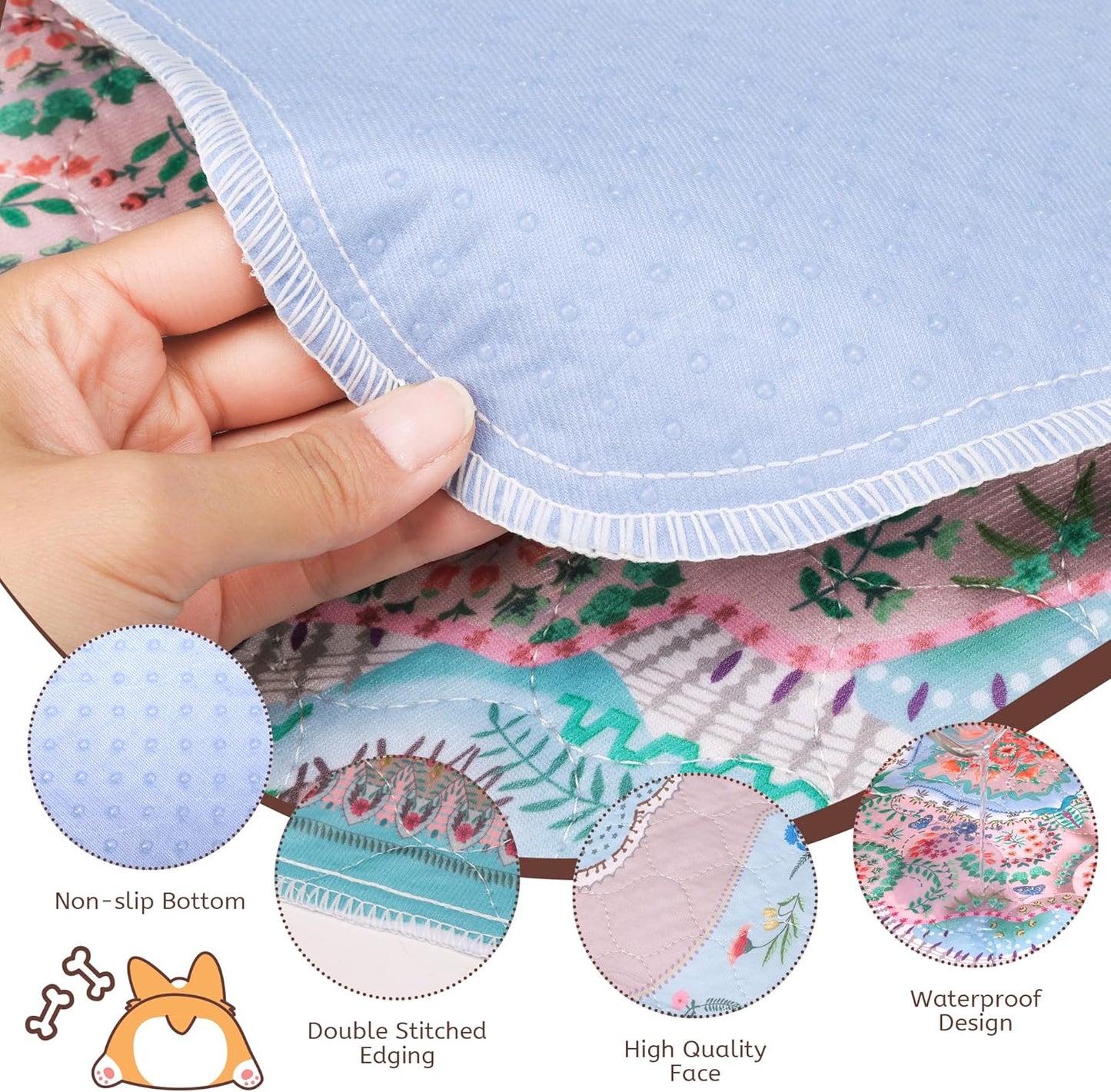 Washable Pee Pads for Dogs, 34"x36" 2 Pack Reusable Puppy Pads Pet Training Pads, Super Absorbent, 100% Waterproof Dog Pee Pads, Whelping, Housebreaking, Incontinence, for Playpen