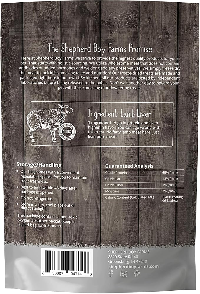 Freeze Dried Dog and Cat Treats, Lamb Liver, All Natural Single Ingredient Freeze-Dried Dog Treat & Snacks, Made in USA, High Protein, Essential Nutrition of Raw Food, 8oz