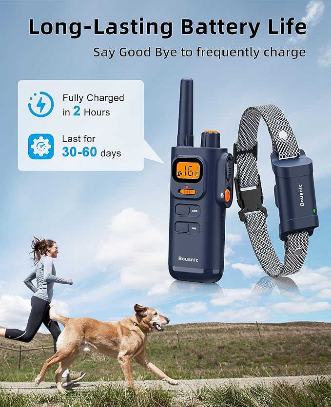 Bousnic Dog Shock Collar with Remote - [New Edition] 4000FT Dog Training Collar for Large Medium Small Dogs (8-120lbs) Rechargeable E Collar with Beep, Vibration, Safe Shock
