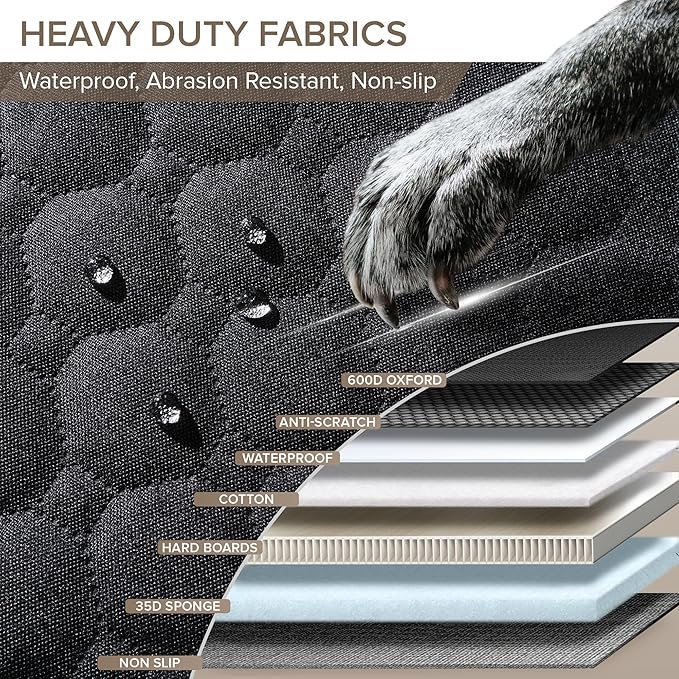 XL Truck Back Seat Extender for Dogs, Hard Bottom Dog Car Seat Cover for Back Seat, Heavy Duty Dog Hammock for Aggressive Chewers, Waterproof Pet Seat Covers for Trucks, F150, Ram1500, Large SUV