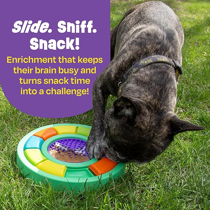 Brightkins Color Wheel Treat Puzzle & Lick Mat,Outdoor Puzzle Board, Interactive Dog Toys, Dog Birthday, Enrichment Slow Feeder Bowls, Puppy Teething and Chewing, Stimulating Automatic Feeder