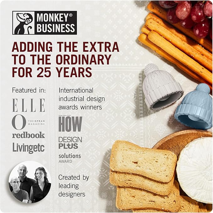 Monkey Business Beanie Wine Stopper | 2 Wine Stoppers in 1 Pack | Cute Wine Accessories | Fun Kitchen Gadgets | Wine Stoppers for Wine Bottles | Knit-Beanie-Shaped Wine Bottle Stopper w/a Pom-Pom