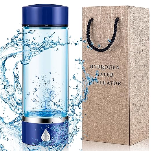 Hydrogen Water Bottle with PEM SPE Technology - 2024 for Men Women - A Portable Rechargeable Hydrogen Water Generator with Gift Box, Hydrogen Water Ionizer Machine for Home Office Travel (Blue)