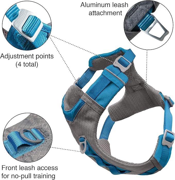 Kurgo Journey Air Dog Harness - Secure Fit for Active Dogs - Padded Chest - Lightweight Ripstop Fabric - Breathable Mesh - Reflective Trim - Back Assist Handle - Coral - Small
