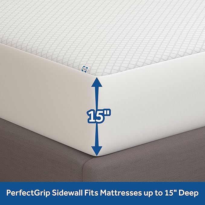 Sealy Spot and Stain Protection Fitted Mattress Protector- Queen Size Soft Polyester Waterproof Mattress Cover