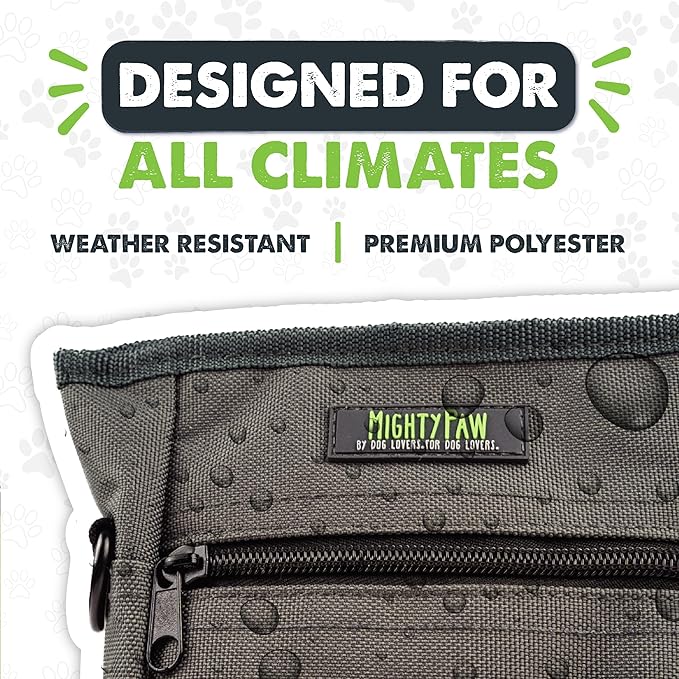 Mighty Paw Dog Treat Pouch | No Spill Magenetic Clasp - Hands-Free Pouches for Training - Pets Training Treat Pouches for Dog Walks - Pet Bags Pouch - Built in Poop Bag Holder