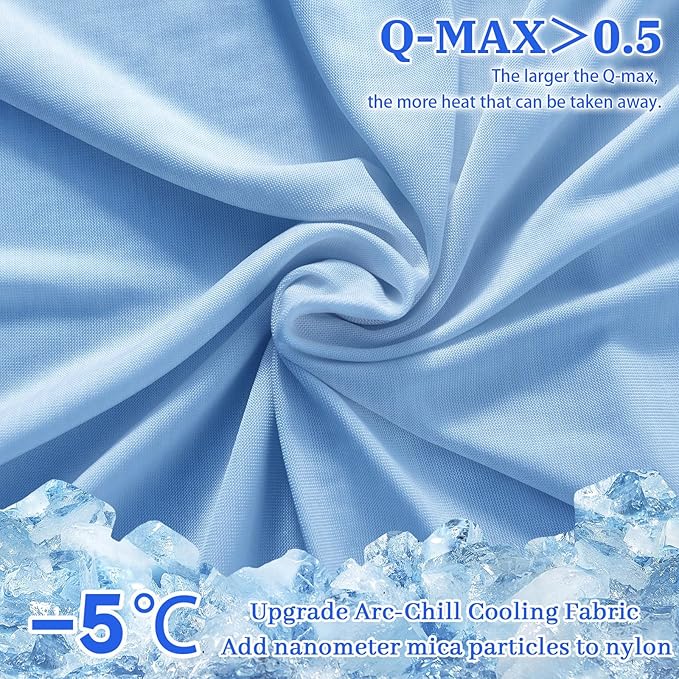Cooling Pillow Cases for Hot Sleepers - Double Side Arc-Chill Q-Max>0.5 Cooling Fiber Cool Pillow Cases 2 Pack - Breathable Soft Cold Pillow Cases with Hidden Zipper (Blue, 20" x 30")