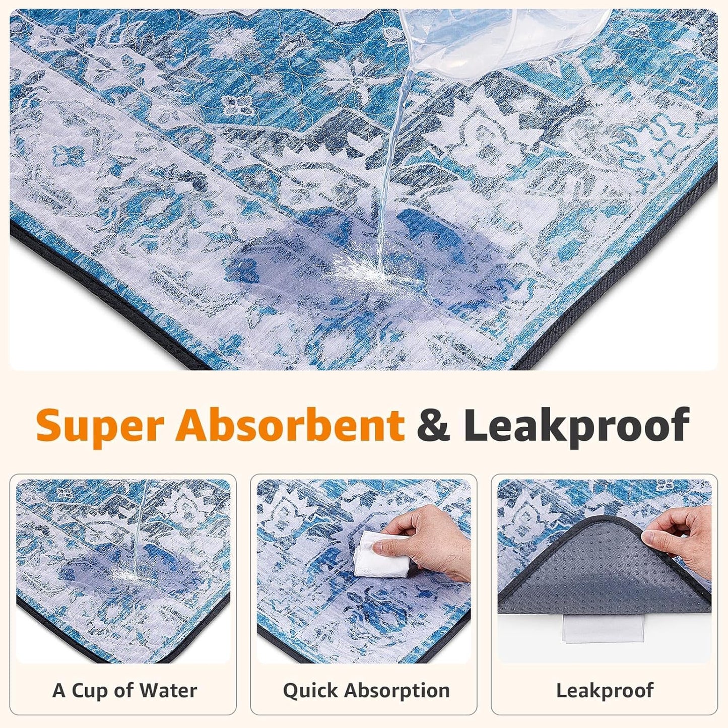 LOOBANI Washable Pee Pads for Dogs, 2 Pack Super Absorbent Reusable Puppy Pads Leakproof Dog Traning Pads, Waterproof Non-Slip Whelping Pad for Floor, Playpen, Crate, Couch-36 x41 (Blue)