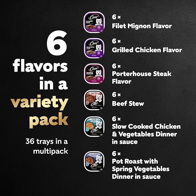 Cesar Wet Dog Food Home Delights & Classic Loaf in Sauce, Variety Pack, 3.5 oz. (36 Count, Pack of 1)