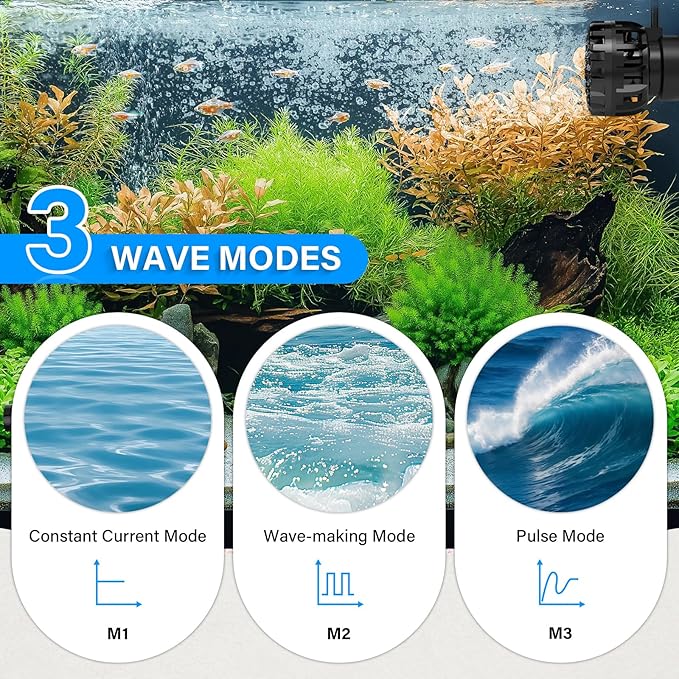 hygger Aquarium Wave Maker for 10-20 Gallon Fish Tanks, Adjustable DC Power Heads for Aquarium with Controller, Aquarium Circulation Pump With Magnetic Base for Saltwater Freshwater Tank 790 GPH