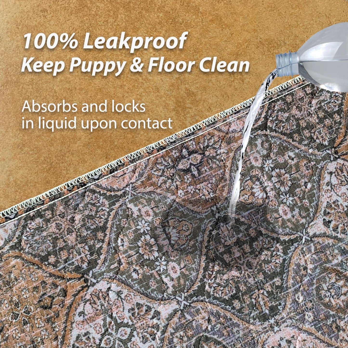 nunubaby 2PACK Washable Pee Pads for Dogs, Stylish, Non-Slip and Leak-Proof Pee Pads. Reusable Potty Pads for Dogs for Crates and Floors.(Brown/Multi, 72" x72")