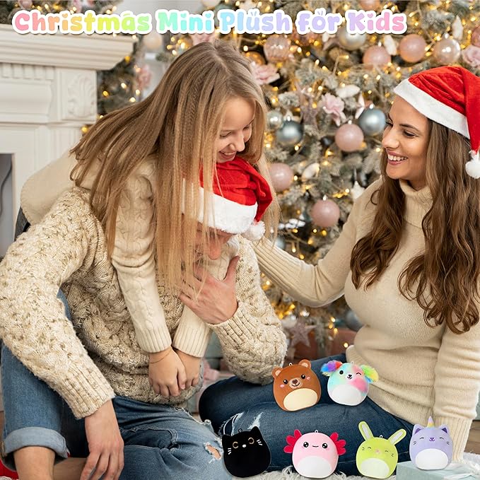 SQEQE Mini Plush Animal Toys Set 6 Pcs Small Stuffed Animal for Kids Adorable Shape Design Plushies Toy for Birthday Party Decor(3.5 Inch)