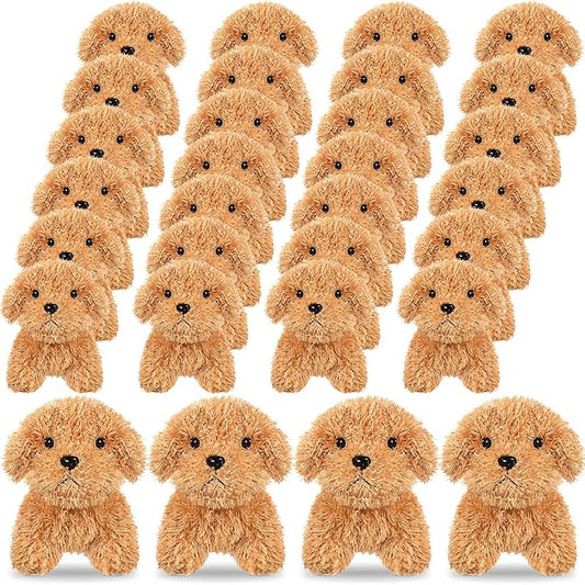 HyDren 30 Pcs 4.72 in Puppy Dogs Stuffed Animals Bulk Adopt a Puppy Mini Stuffed Plush Soft Puppies Dog Fluffy Plush Animal for Kids Baby Girls Boys Birthday Gifts Indoor Adoption Event(Light Brown)