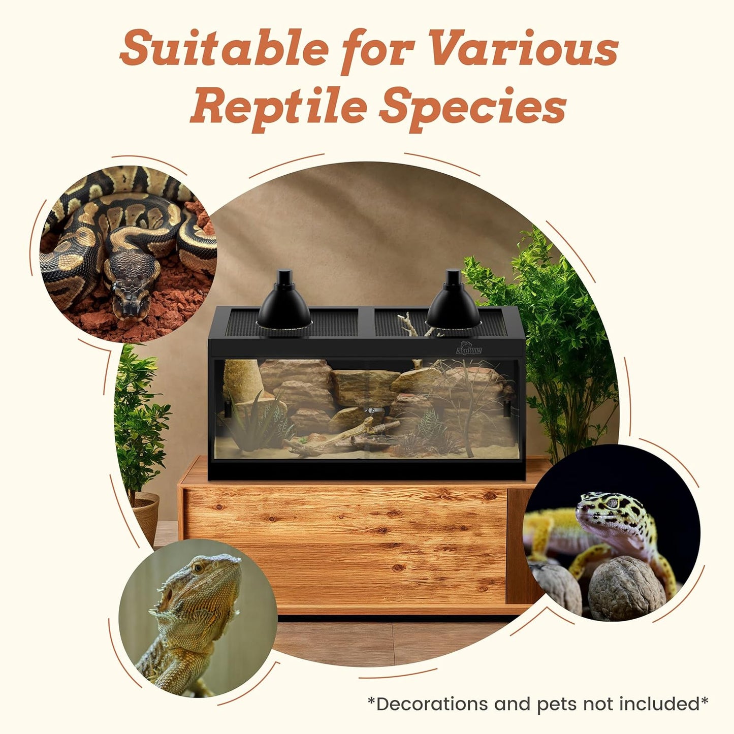 4x2x2 (120 Gallon) PVC Reptile Enclosure, RepWild Terrarium/Tank with Heavy-Duty Screen Top, Glass Sliding Doors & Lock for Bearded Dragons, Ball Python, Geckos, Lizards