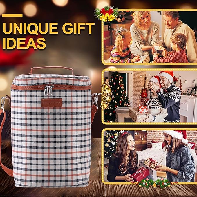 4 Bottle Wine Gift Carrier, Insulated Leakproof Padded Portable Wine Bottle Bag for Travel, BYOB Restaurant, Wine Tasting, Party, Great Gift for Wine Lover