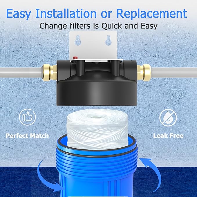 50 Micron Whole House Water Filter Cartridge, String Wound Sediment Filters for Well Water, Replacement for 84637, WPX5BB97P, WP10BB97P, WP25BB97P - 10" x 4.5" Cartridges - Pack of 4