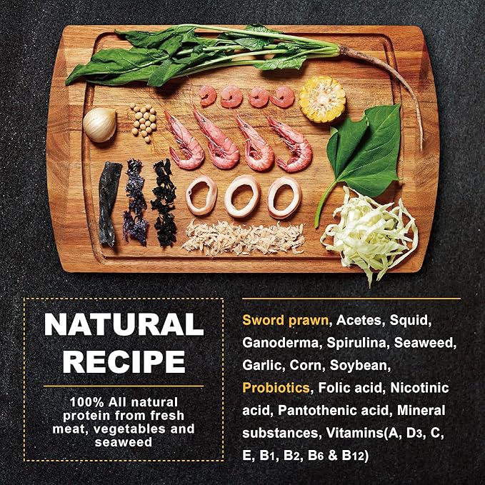 Ultra Fresh Cichlid Sinking Fish Food, Wild Sword Prawns, All Natural Ingredients, Carnivore Pellets for Large Cichlid and Tropical Fish, Royal Cichlid Premium Pellet 2.2 Pound