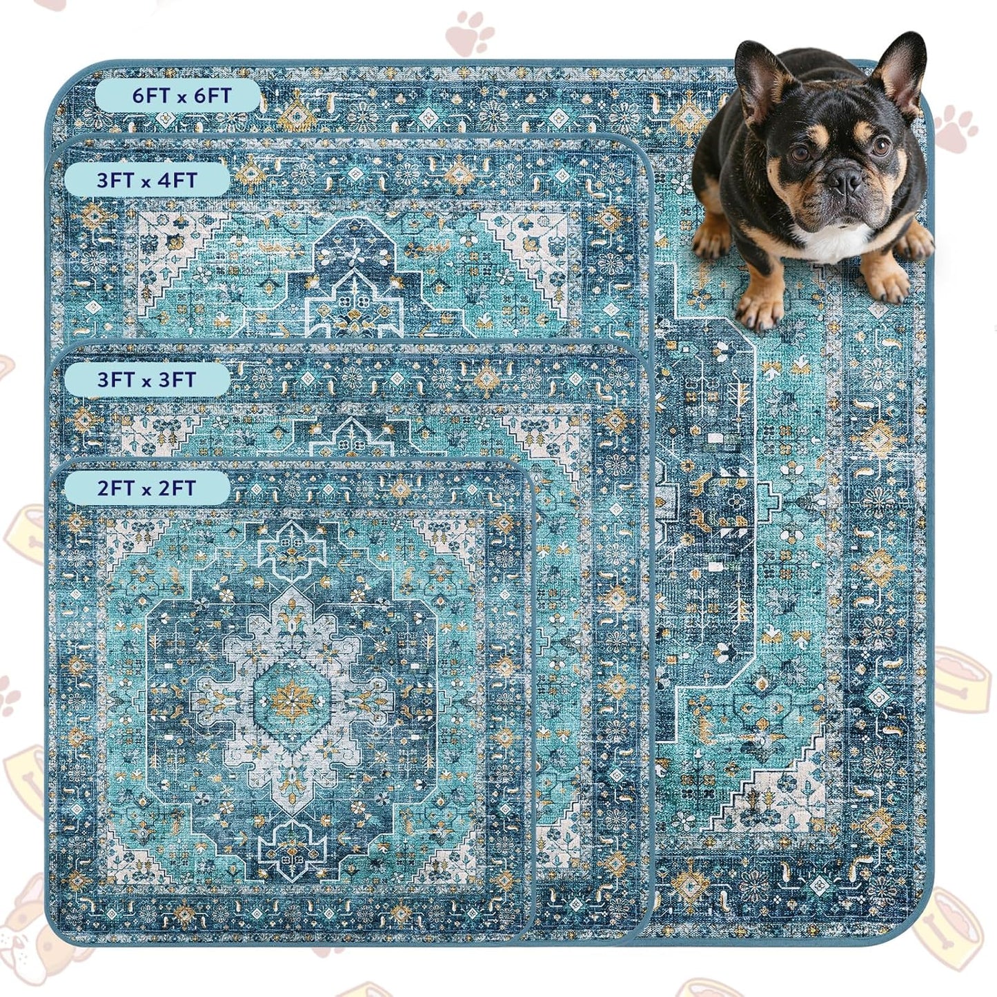 Lahome Super Absorbent & Leakproof Washable Dog Pee Pads - 2 Pack Value Set - Waterproof, Non-Slip Reusable Pads for Puppy Training, Crates & Whelping (24"x24", Blue)