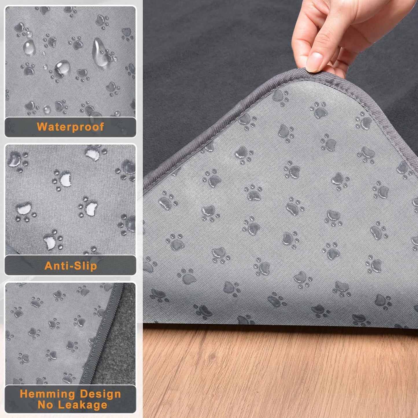 LOOBANI Washable Pee Pad for Dogs, 2 Packs Non-Slip Puppy Training Pads, Fast Absorbent Pet Whelping Pads, Puppy Playpen Mat for Incontinence, Housebreak, Crate, 36x41in, Gray