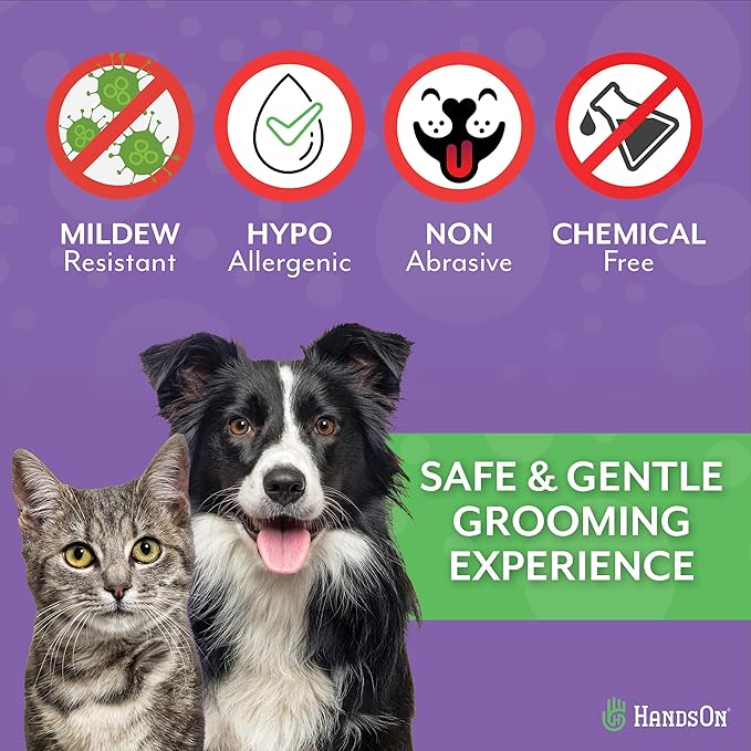 Handson Pet Grooming Gloves - #1 Ranked, Award-Winning Cat, Dog & Horse Hair Remover Gloves - Bathing, Shedding & Massaging Tool - Gentle Brush for Long & Short Fur (2 Pairs, Green, Medium)