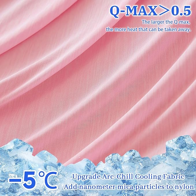 Cooling Pillow Cases for Hot Sleepers - Double Side Arc-Chill Q-Max>0.5 Cooling Fiber Cool Pillow Cases 2 Pack - Breathable Soft Cold Pillow Cases with Hidden Zipper (Pink, 20" x 26")