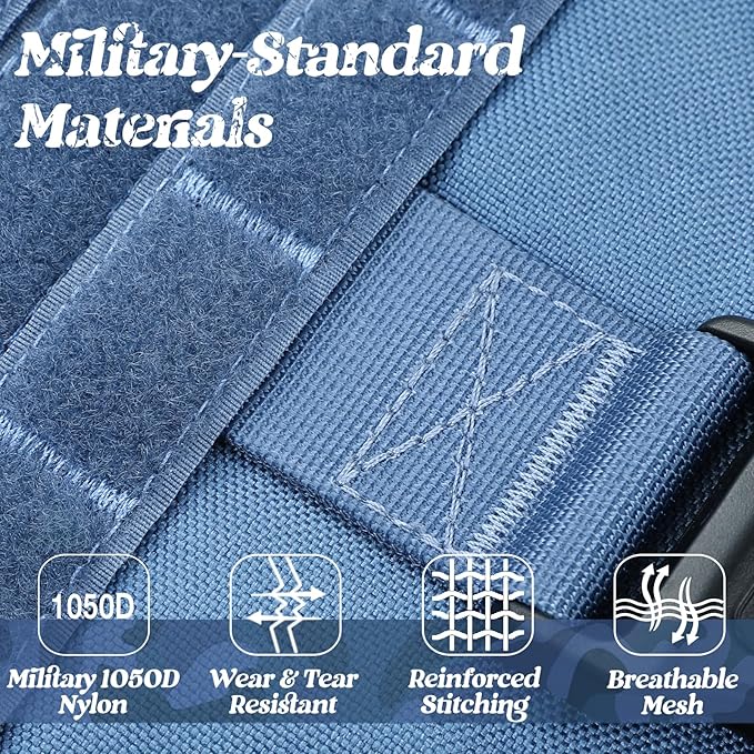 rabbitgoo Tactical Dog Harness for Small, Heavy Duty Pet Harness with Handle, No-Pull Service Vest Small Breed, Adjustable Military Dog Vest for Training Hunting Walking, Blue, S