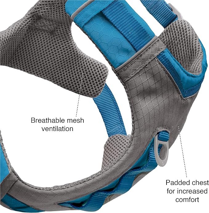 Kurgo Journey Air Dog Harness - Secure Fit for Active Dogs - Padded Chest - Lightweight Ripstop Fabric - Breathable Mesh - Reflective Trim - Back Assist Handle - Purple - X-Large