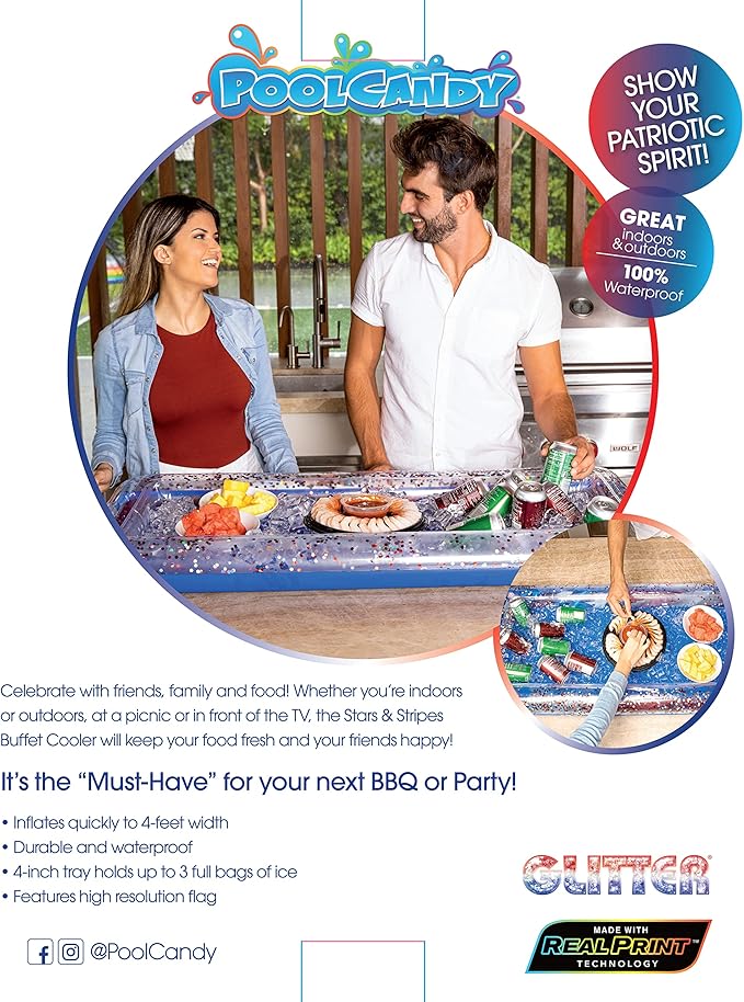 Inflatable Buffet Cooler Stars & Stripes Glitter by PoolCandy