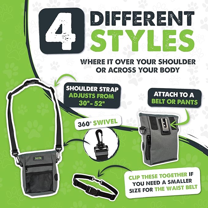 Mighty Paw Dog Treat Pouch | No Spill Magenetic Clasp - Hands-Free Pouches for Training - Pets Training Treat Pouches for Dog Walks - Pet Bags Pouch - Built in Poop Bag Holder