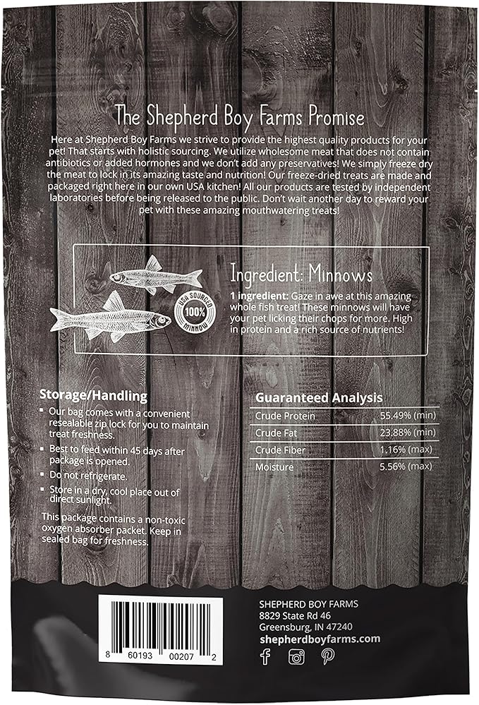 Freeze Dried Dog and Cat Treats, Minnows, All Natural Single Ingredient Freeze-Dried Dog Treat & Snacks, Made in USA, High in Protein, Essential Nutrition of Raw Food, 2oz