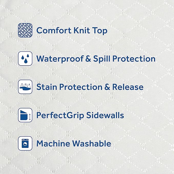 Sealy Spot and Stain Protection Fitted Mattress Protector- Queen Size Soft Polyester Waterproof Mattress Cover