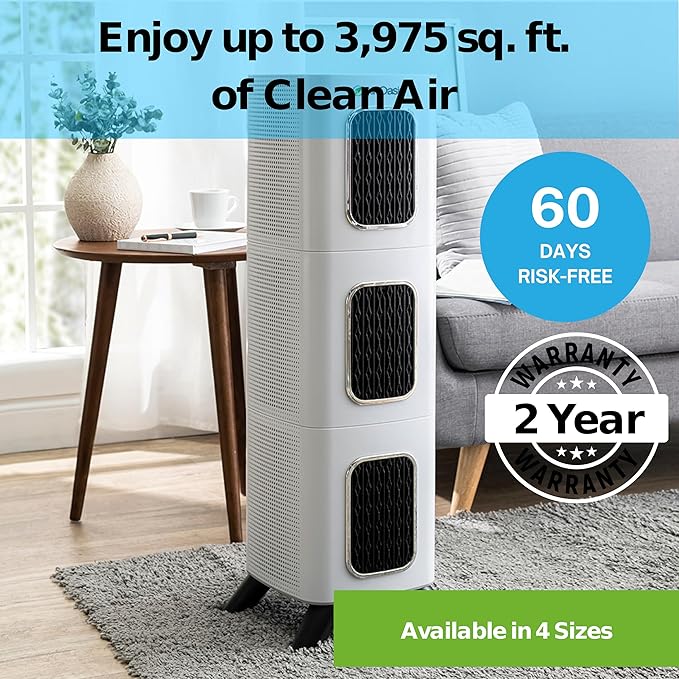 iAdapt 2.0 H13 HEPA Filter Air Purifier Reduces 99% of Viruses, Mold, Dust, Smoke, Pollen & Odors Quietest on The Market WiFi Compatible 3,975 Sq Ft of Clean Air