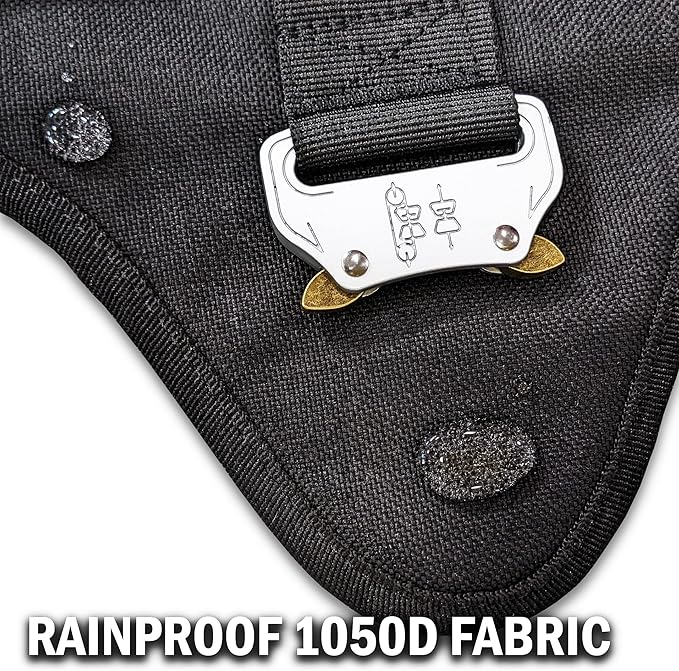 Tactical Dog Harness for Small Sized Dogs with Metal Buckle; Military Style Tactical Dog Vest Harnesses; Heavy Duty Harness for Small Dogs with All Metal Components. Black (S)