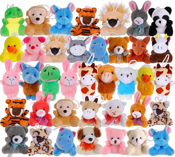 38 Pack Mini Stuffed Animals, Small Stuffed Animals Bulk, Plush Bulk Keychain for Kids, Classroom Treasure Box, Claw Machine Toy, Easter Basket Stuffers, Carnival Prizes Gift