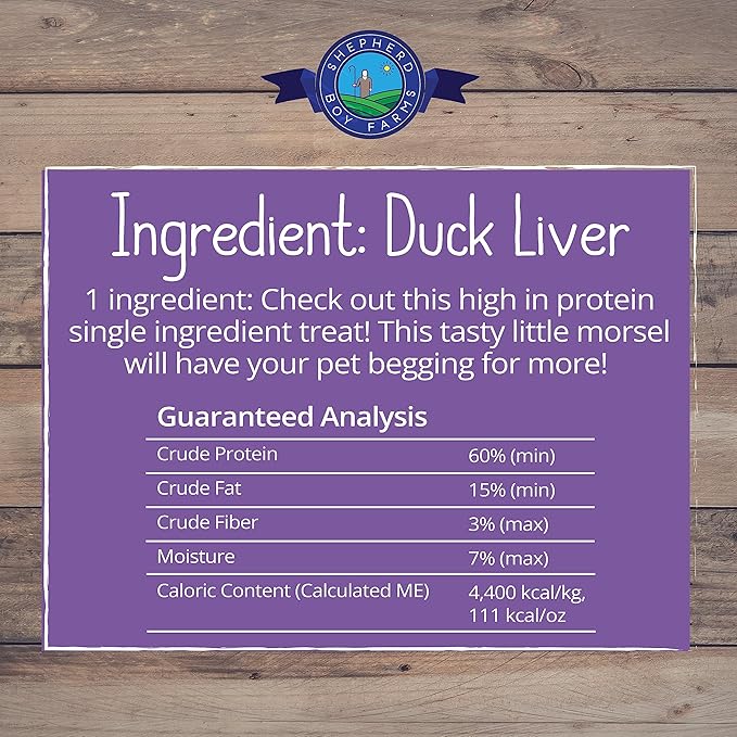 Freeze Dried Dog and Cat Treats, Duck Liver, All Natural Single Ingredient Freeze-Dried Dog Treat & Snacks, Made in USA, High Protein, Essential Nutrition of Raw Food, 8oz