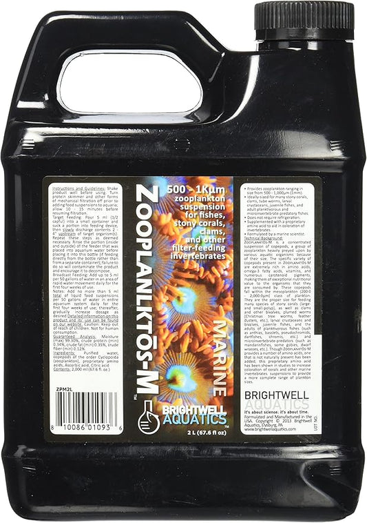 Brightwell Aquatics Zooplanktōs-M Copepod Suspension for Reef Corals Clams Juvenile Fish Invertebrates Rich in Omega-3 Fatty Acids Amino Acids & Carotenoids, 2L