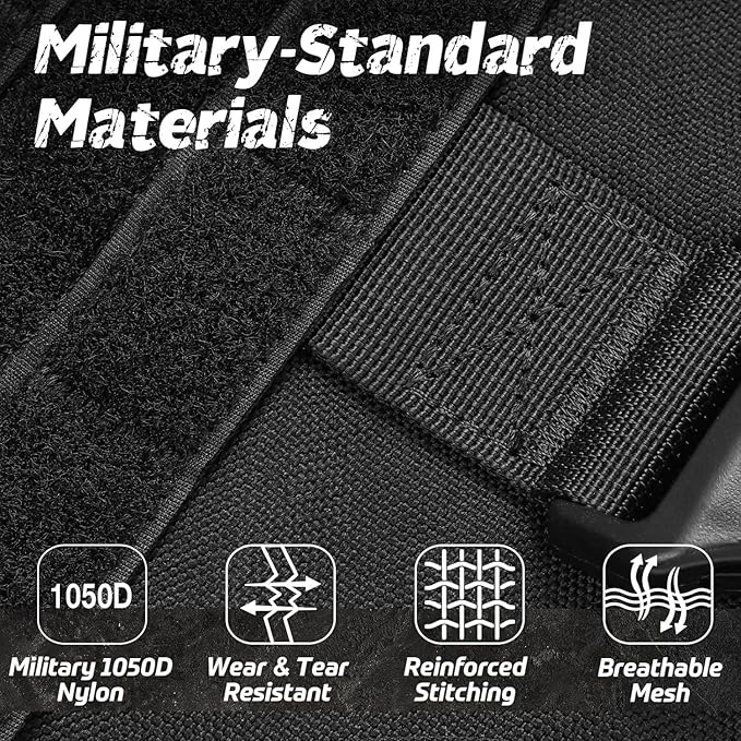 rabbitgoo Tactical Dog Harness for Large, Heavy Duty Pet Harness with Handle, No-Pull Service Vest Large Breed, Adjustable Military Dog Vest for Training Hunting Walking, Black, XL