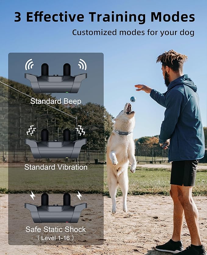 Bousnic Dog Shock Collar with Remote - [New Edition] 4000FT Dog Training Collar for Large Medium Small Dogs (8-120lbs) Waterproof Rechargeable E Collar with Beep, Vibration, Safe Shock (Grey)
