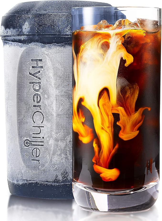 HyperChiller HC2BG# Patented Iced Coffee/Beverage Cooler, NEW, IMPROVED,STRONGER AND MORE DURABLE! Ready in One Minute, Reusable for Iced Tea, Wine, Spirits, Alcohol, Juice, 12.5 Oz, Cobalt