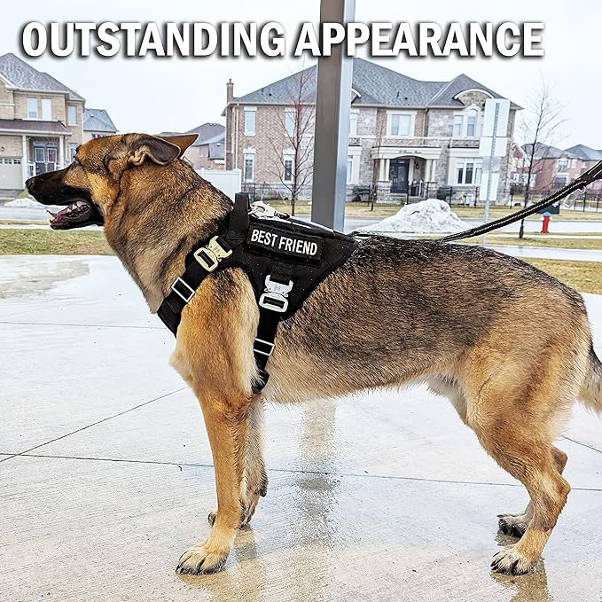 Tactical Dog Harness for Small Sized Dogs with Metal Buckle; Military Style Tactical Dog Vest Harnesses; Heavy Duty Harness for Small Dogs with All Metal Components. Black (S)