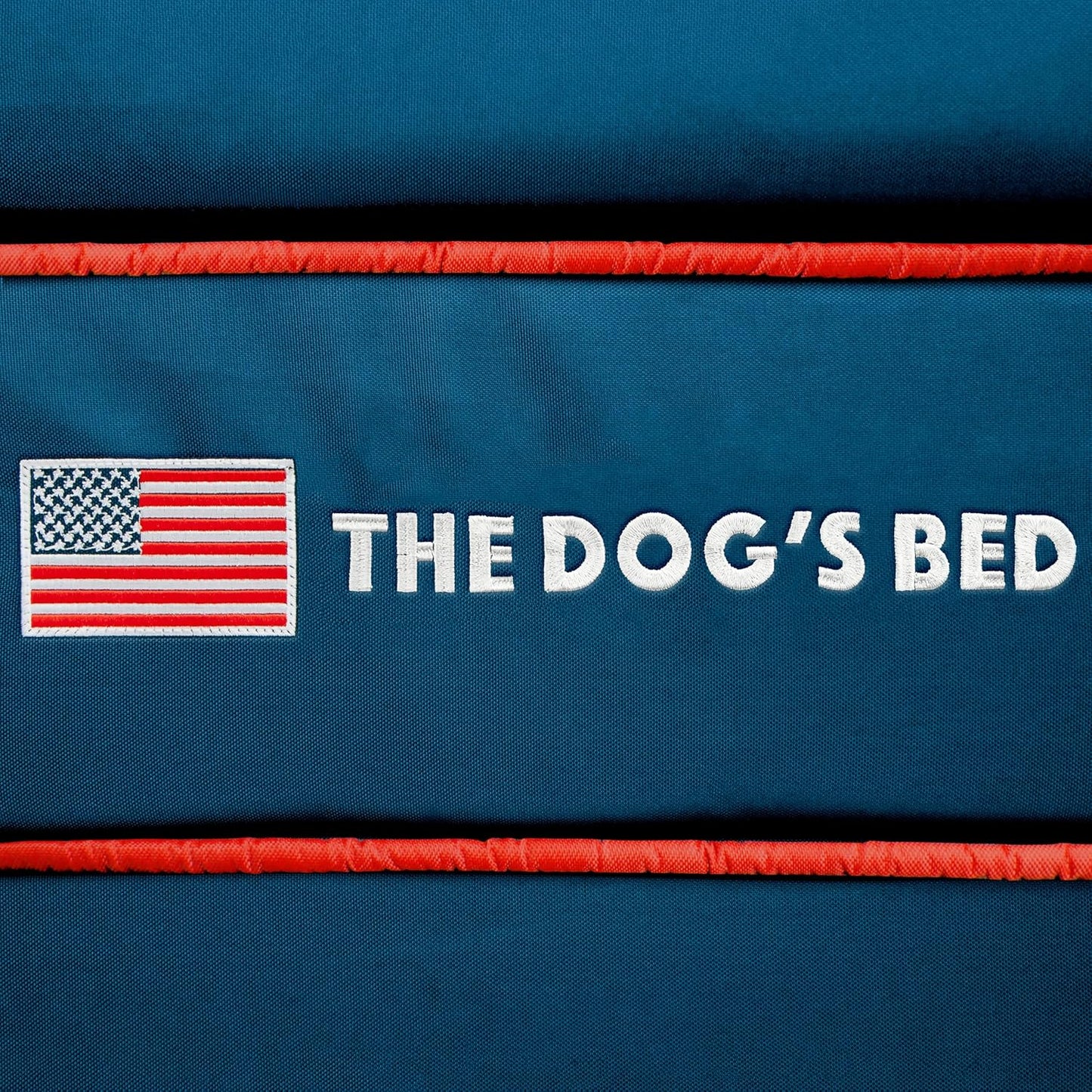 The Dog’s Bed Orthopedic Headrest Dog Bed Large Blue Oxford with Red Trim US Flag Dog Bed 40x25, Memory Foam, Hip & Elbow Dysplasia, Lameness, Veterinary Approved, Waterproof Washable Cover